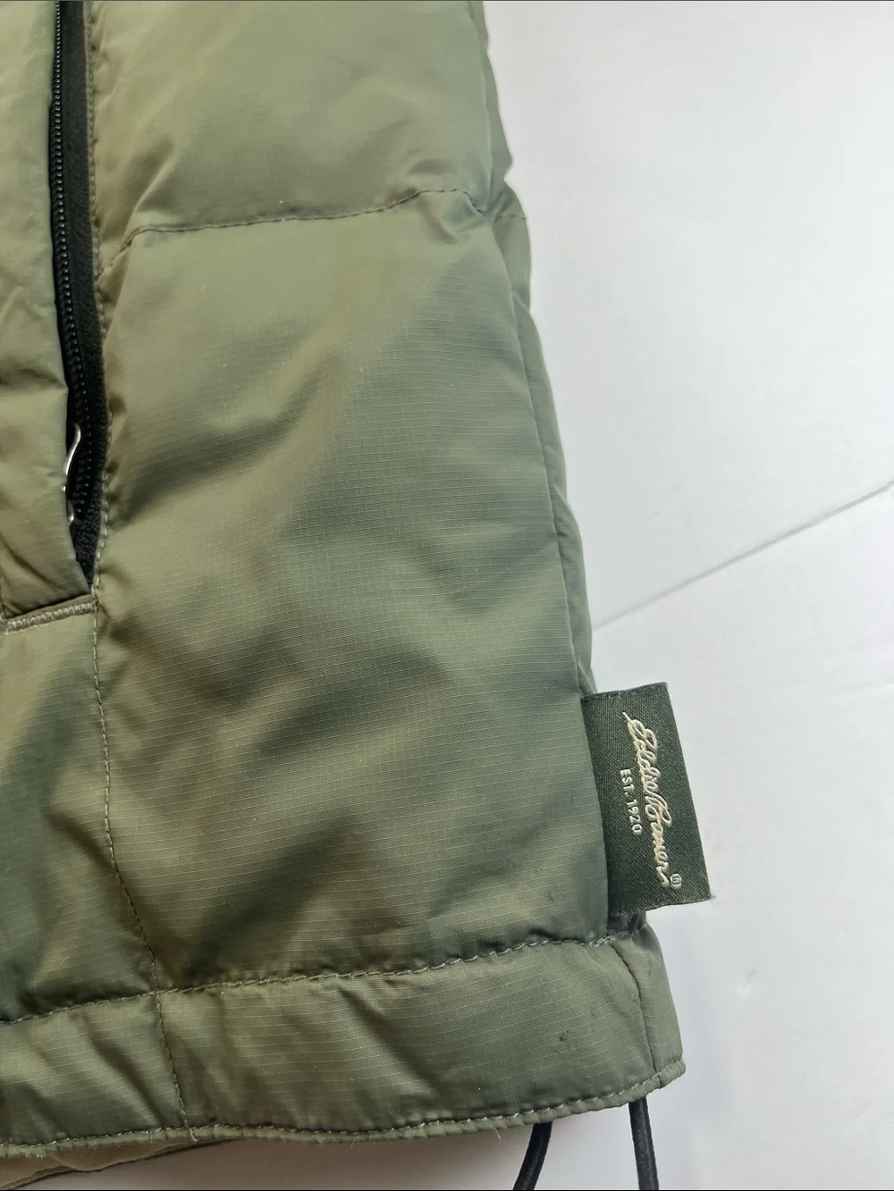 Eddie Bauer Men's Olive Green Goose Down Puffer Vest Sz L Tall